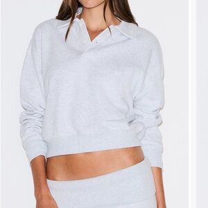 SKIMS Cotton Fleece Blend Polo Sweatshirt